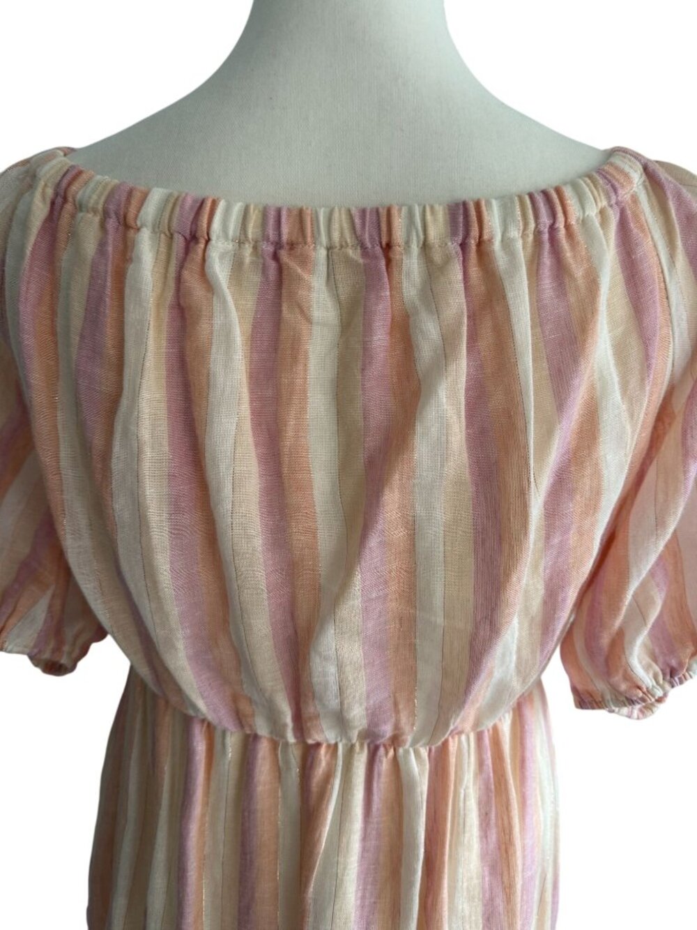 POOKIE & SEBASTIAN Striped Linen Blend Dress Size L - Picture 8 of 12